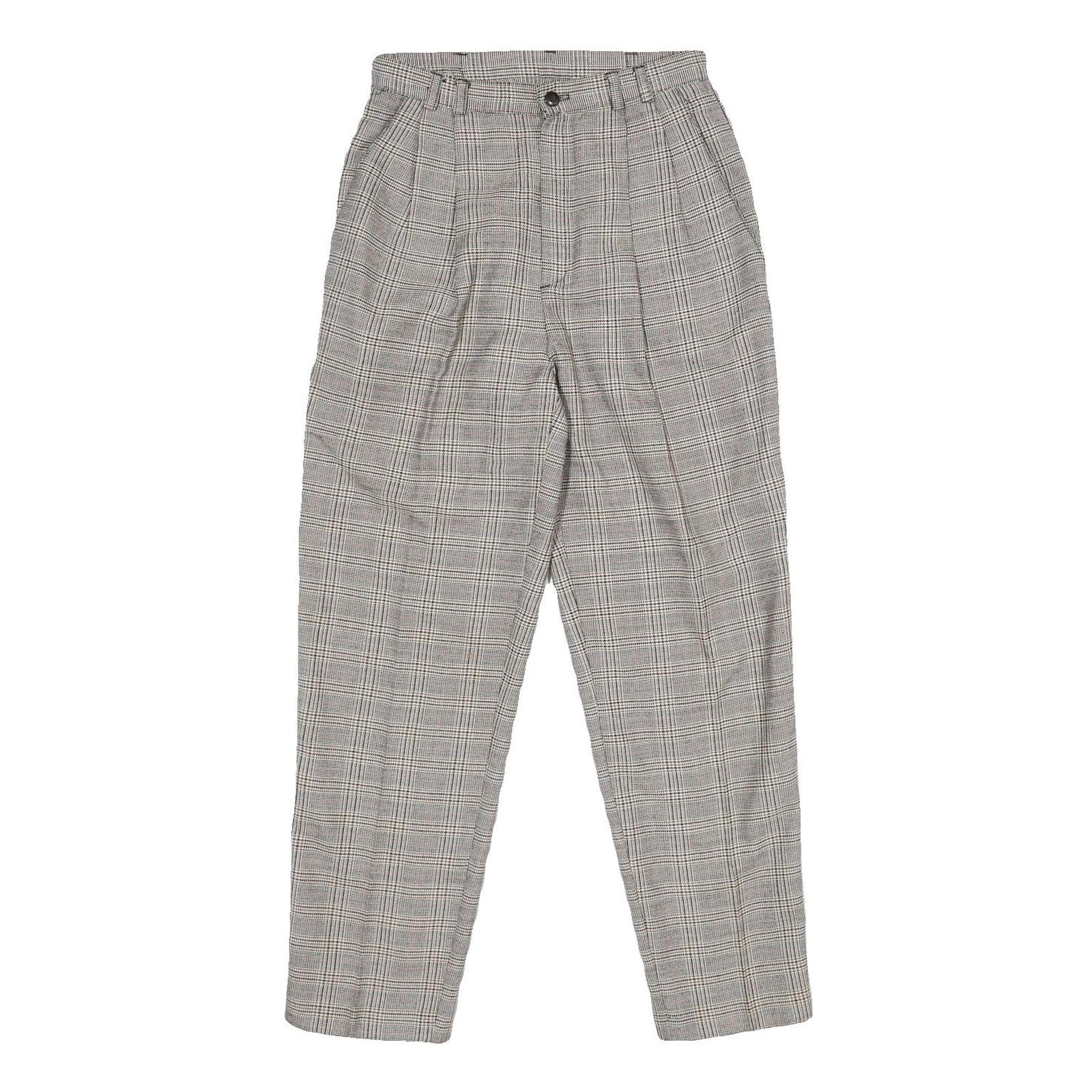 WORTHINGTON Womens Regular Grey Check Trousers W26 L27 Zip Closure Plain Pattern