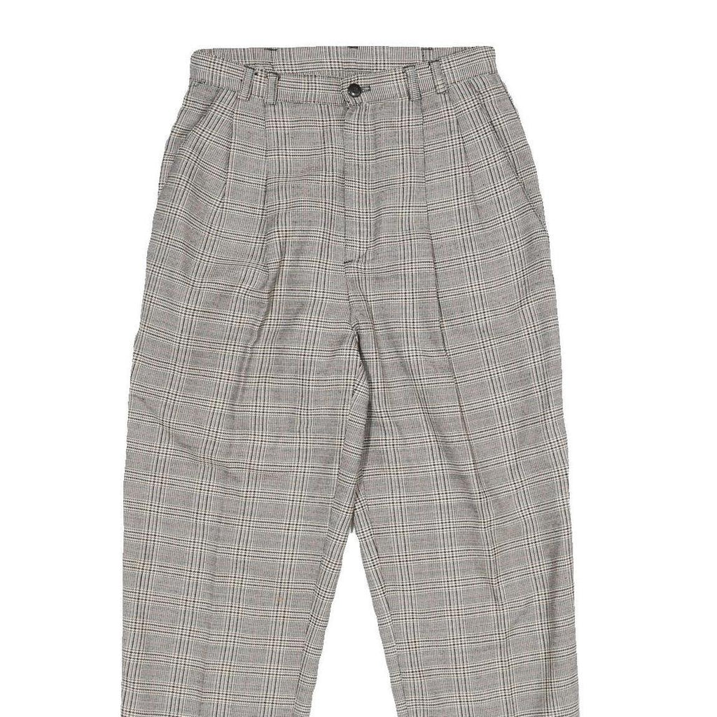 WORTHINGTON Womens Regular Grey Check Trousers W26 L27 Zip Closure Plain Pattern