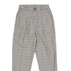 WORTHINGTON Womens Regular Grey Check Trousers W26 L27 Zip Closure Plain Pattern