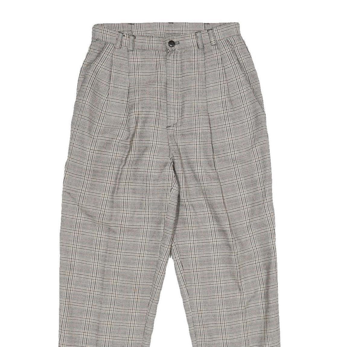 WORTHINGTON Womens Regular Grey Check Trousers W26 L27 Zip Closure Plain Pattern