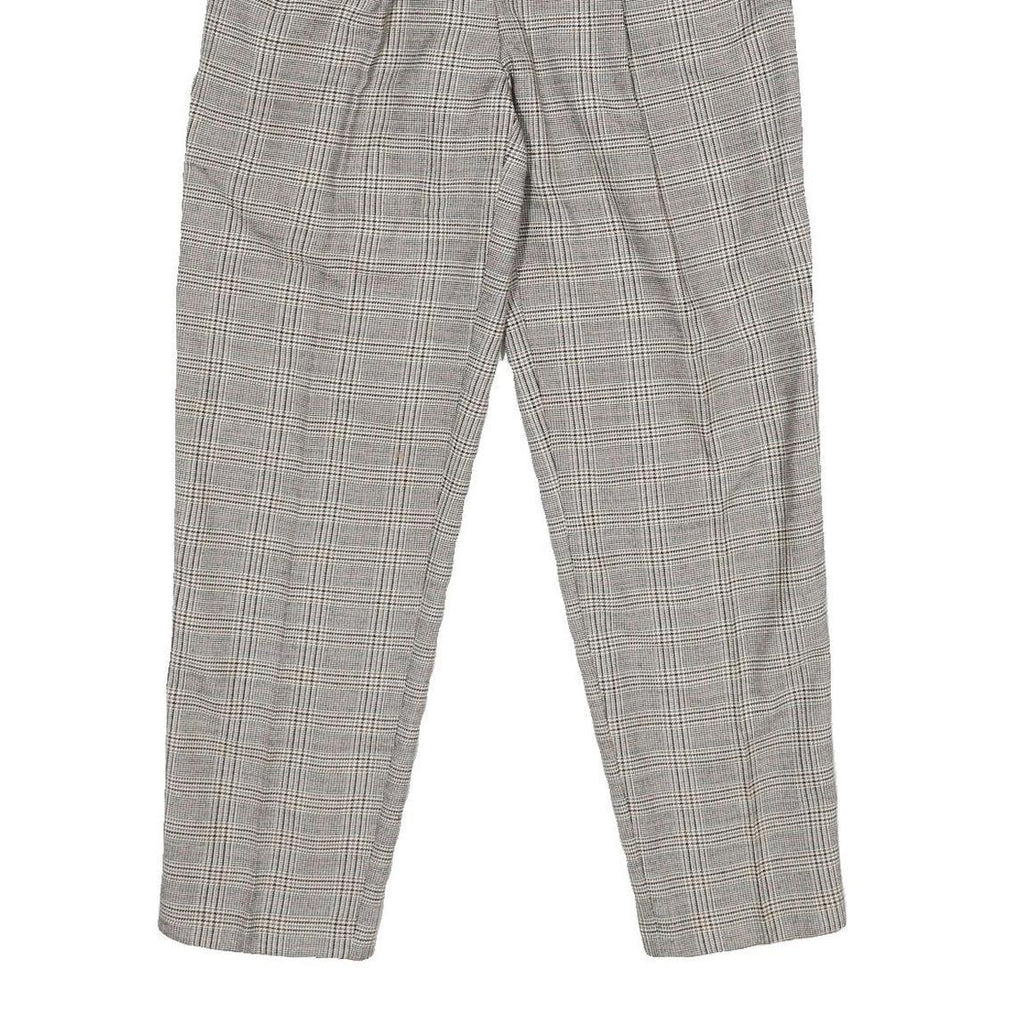 WORTHINGTON Womens Regular Grey Check Trousers W26 L27 Zip Closure Plain Pattern