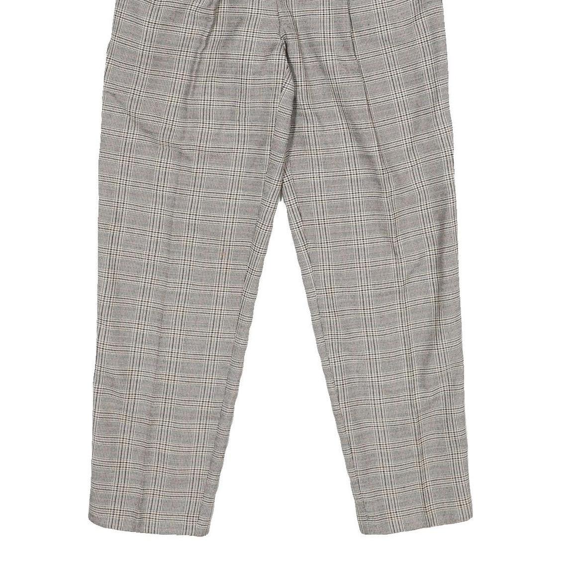 WORTHINGTON Womens Regular Grey Check Trousers W26 L27 Zip Closure Plain Pattern