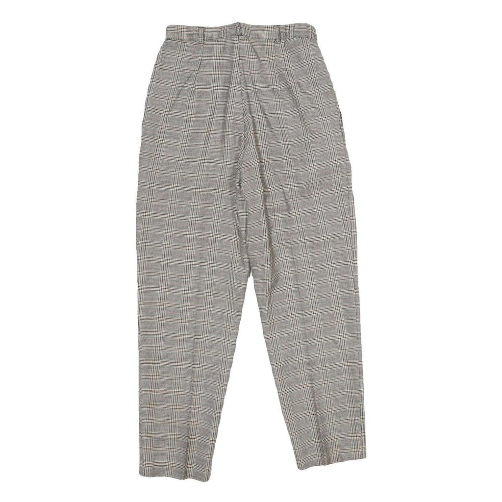 WORTHINGTON Womens Regular Grey Check Trousers W26 L27 Zip Closure Plain Pattern