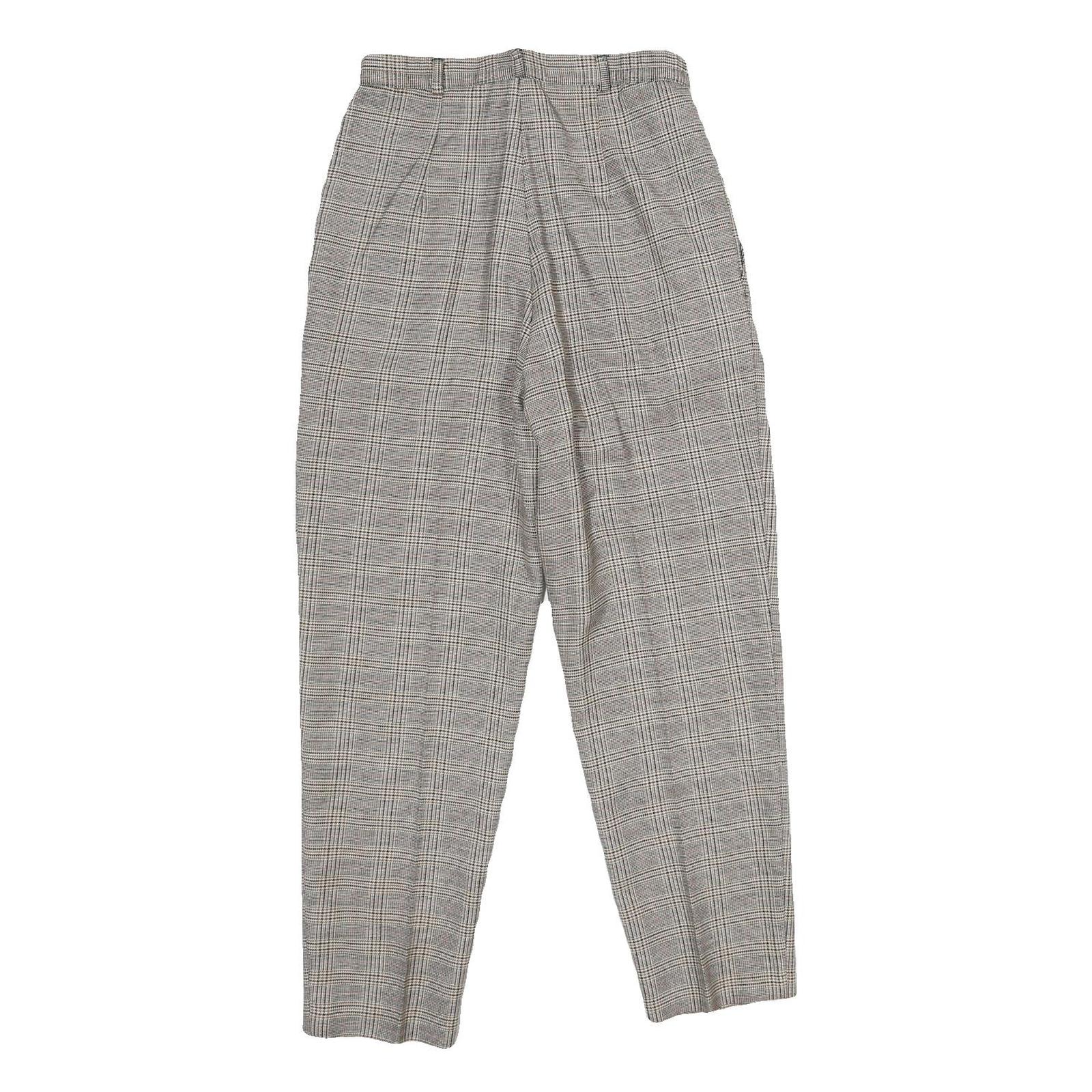 WORTHINGTON Womens Regular Grey Check Trousers W26 L27 Zip Closure Plain Pattern