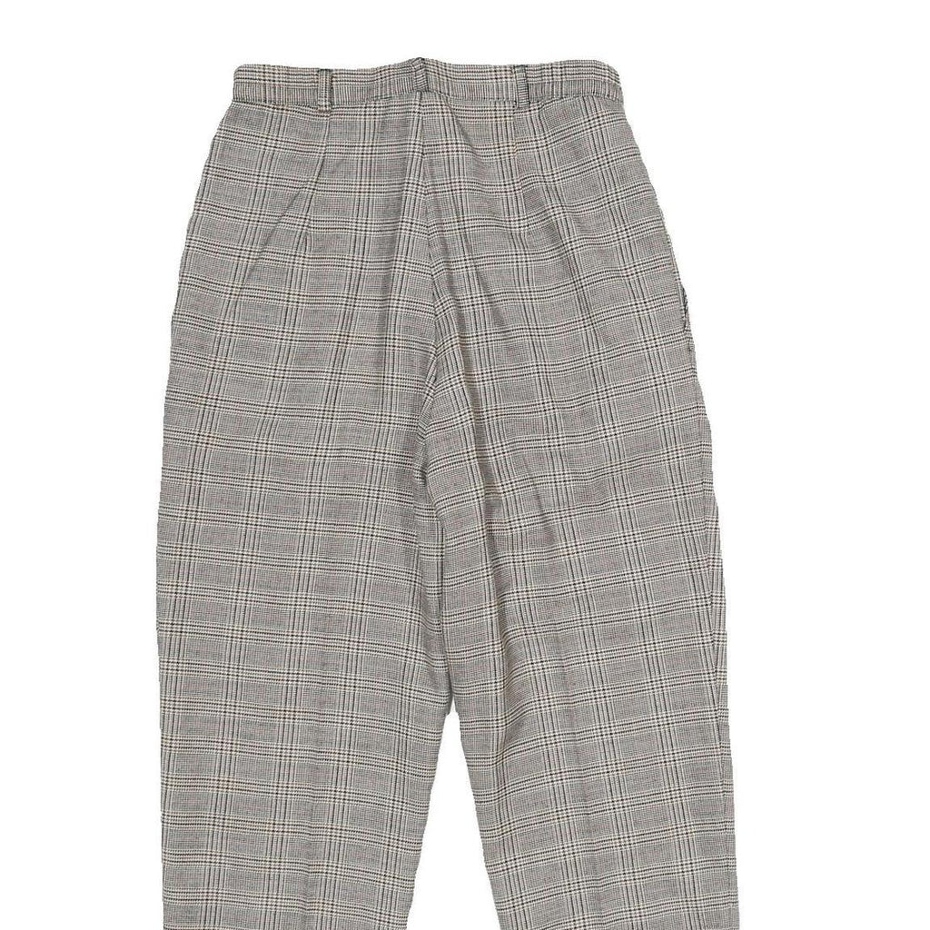 WORTHINGTON Womens Regular Grey Check Trousers W26 L27 Zip Closure Plain Pattern