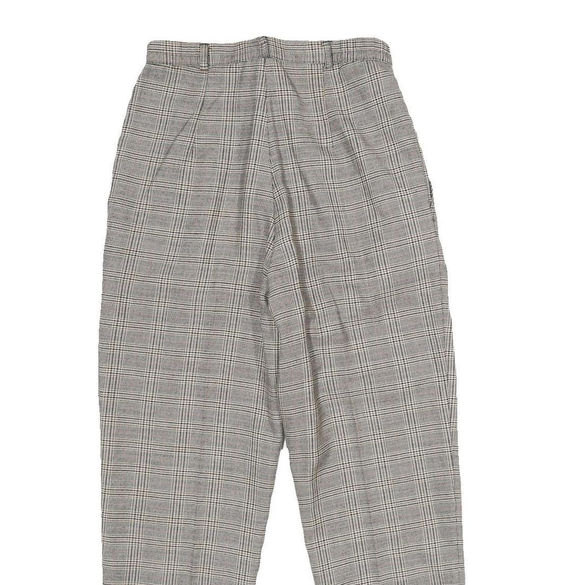 WORTHINGTON Womens Regular Grey Check Trousers W26 L27 Zip Closure Plain Pattern