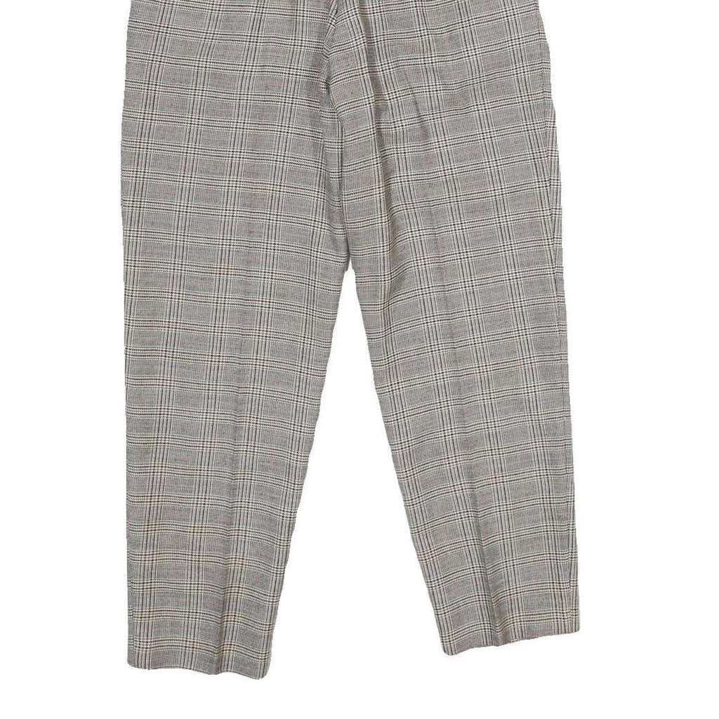 WORTHINGTON Womens Regular Grey Check Trousers W26 L27 Zip Closure Plain Pattern