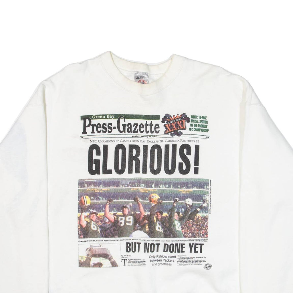 FRUIT OF THE LOOM Green Bay Packers Mens Sweatshirt White USA XL