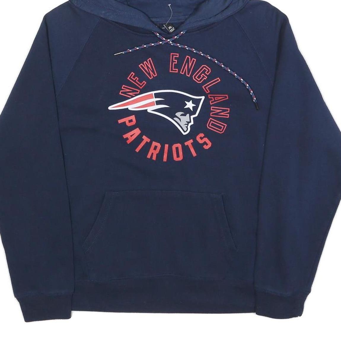 NFL Womens Blue New England Patriots Pullover Hoodie XL Cotton Blend