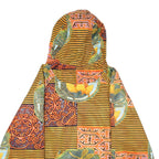 EMMEGI Womens Yellow & Orange Graphic Zip Hooded Jacket L Polyester Blend
