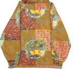 EMMEGI Womens Yellow & Orange Graphic Zip Hooded Jacket L Polyester Blend