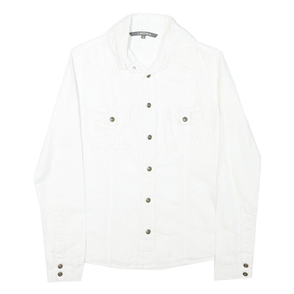 CAMOMILLA Mens White Cotton Blend Shirt XS Classic Button Front Casual