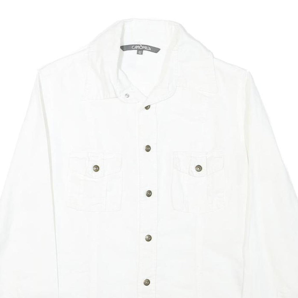 CAMOMILLA Mens White Cotton Blend Shirt XS Classic Button Front Casual