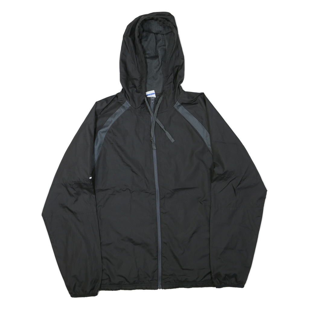 STARTER Mens Black Zip Hooded Sweatshirt L Polyester Blend Lightweight