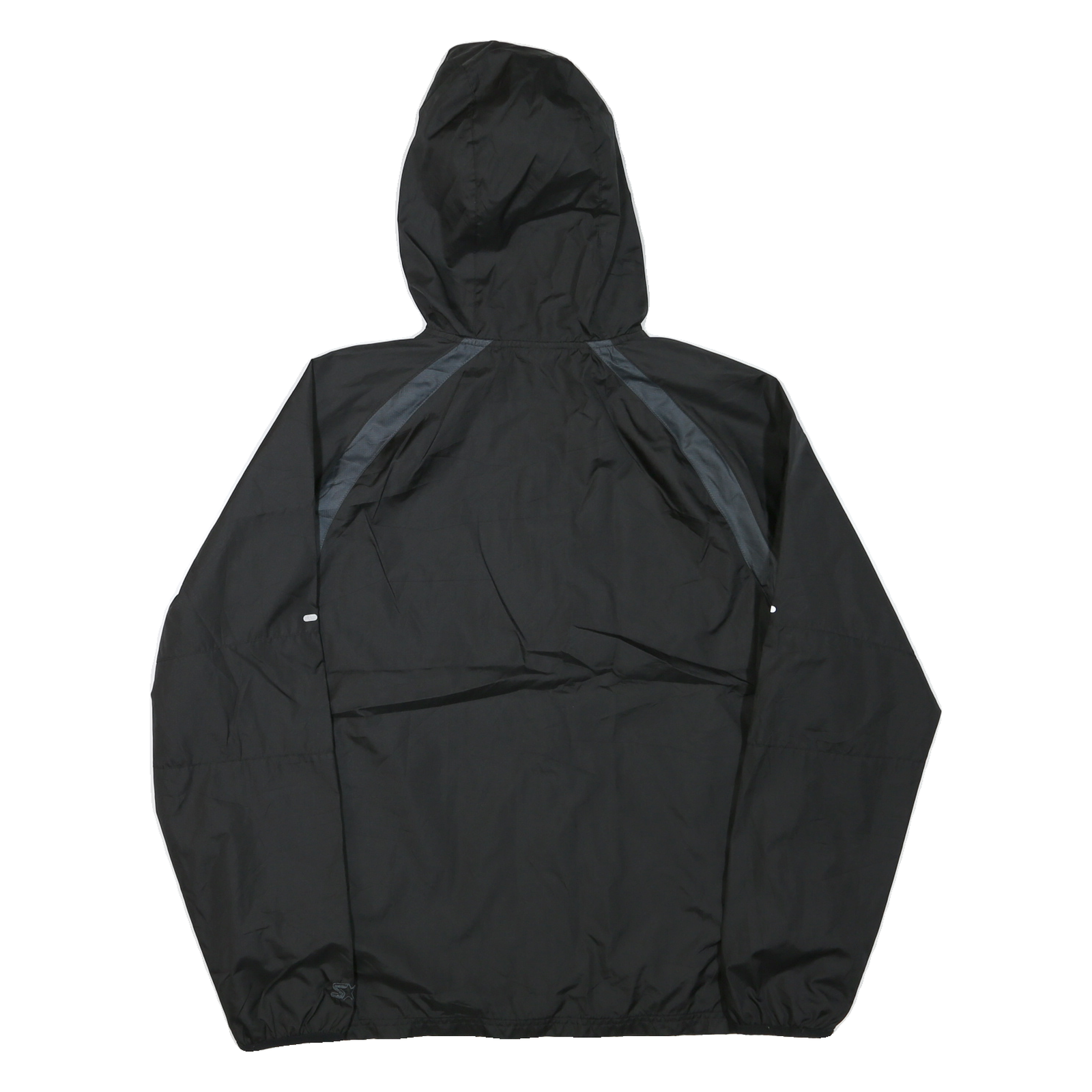 STARTER Mens Black Zip Hooded Sweatshirt L Polyester Blend Lightweight