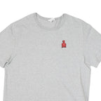 CHAMPION Mens Grey Modern T-Shirt L Short Sleeve Crew Neck Red Logo Embroidery