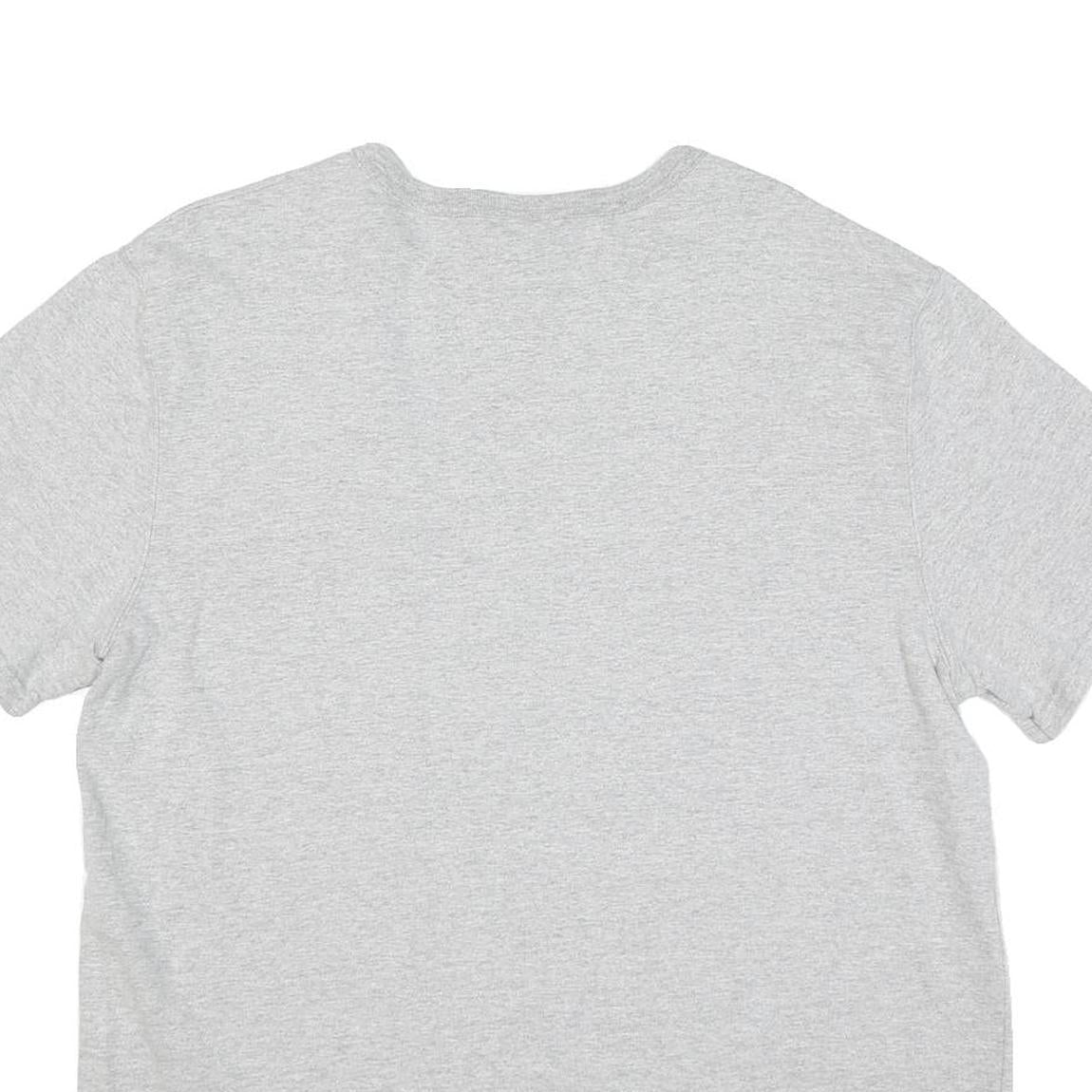 CHAMPION Mens Grey Modern T-Shirt L Short Sleeve Crew Neck Red Logo Embroidery