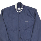 AVON SPORTSWEAR Mens Navy Blue Polyester Button Jacket L Plain Classic Bomber