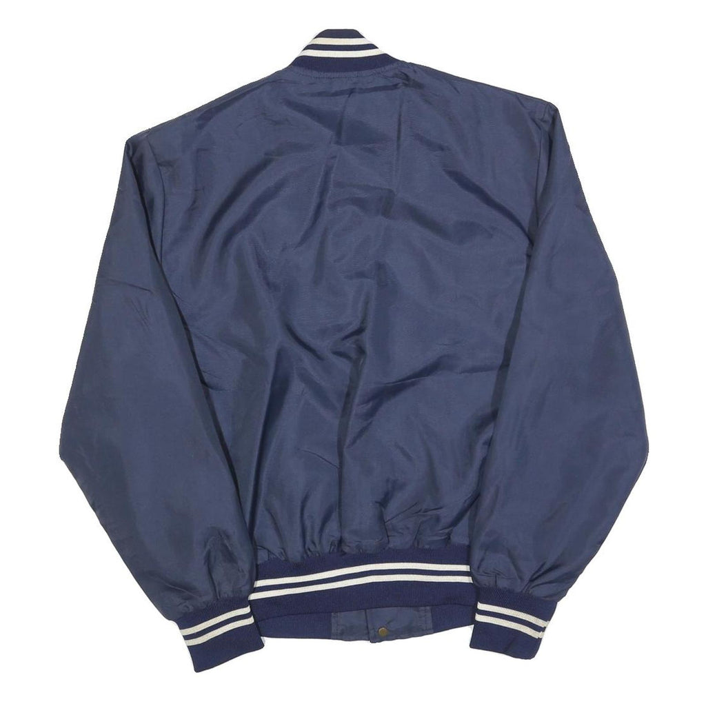 AVON SPORTSWEAR Mens Navy Blue Polyester Button Jacket L Plain Classic Bomber