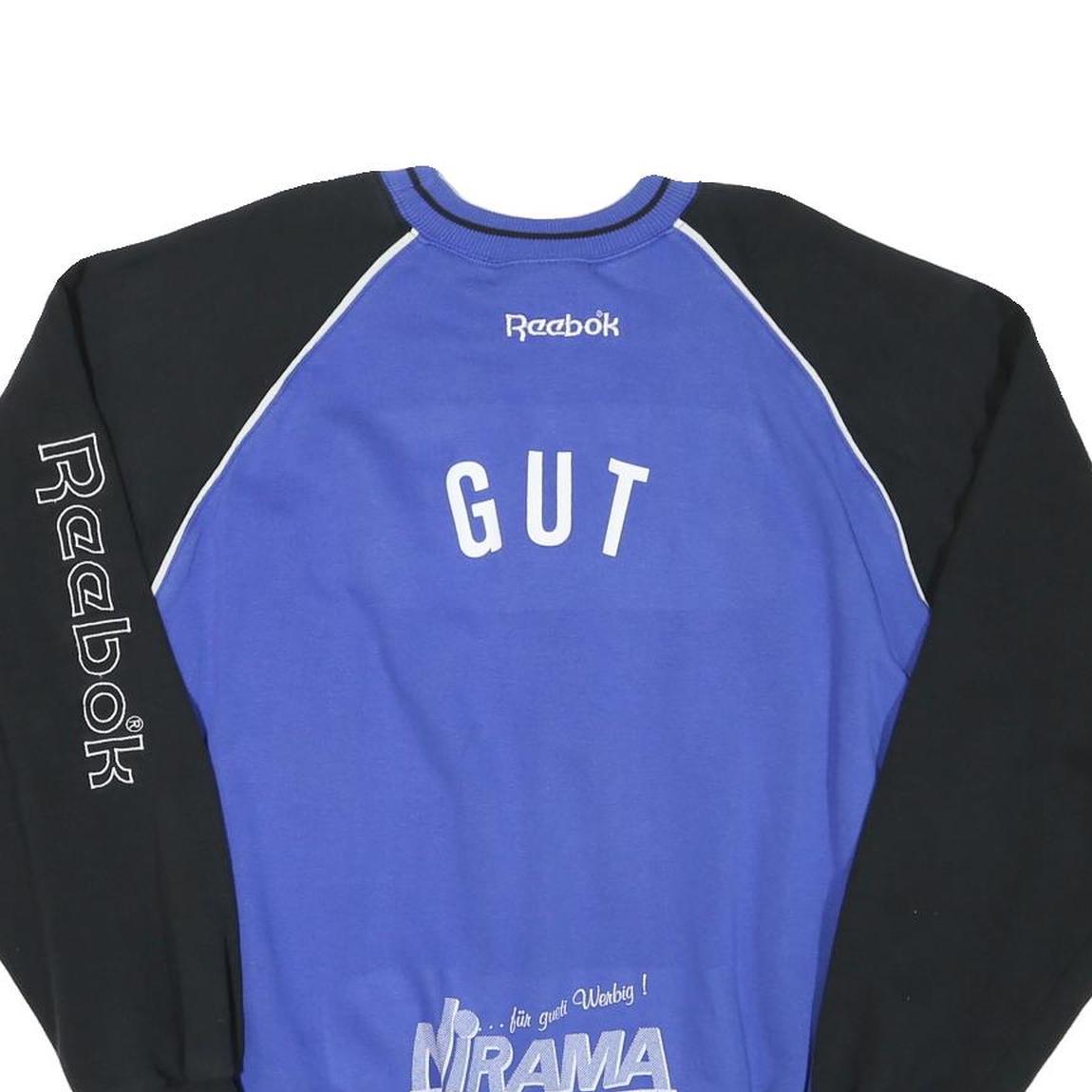 REEBOK Mens Blue & Black Logo Printed Crew Neck L Sweatshirt Cotton Blend