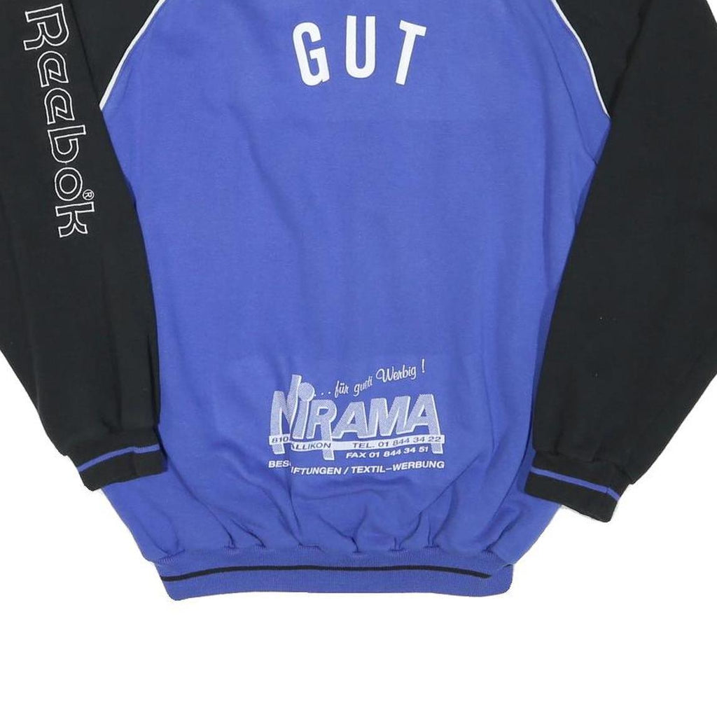 REEBOK Mens Blue & Black Logo Printed Crew Neck L Sweatshirt Cotton Blend