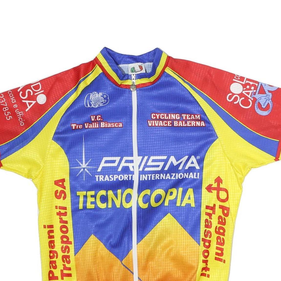 MB Mens Blue & Yellow Cycling Team Sports T-Shirt M Short Sleeve Crew Neck