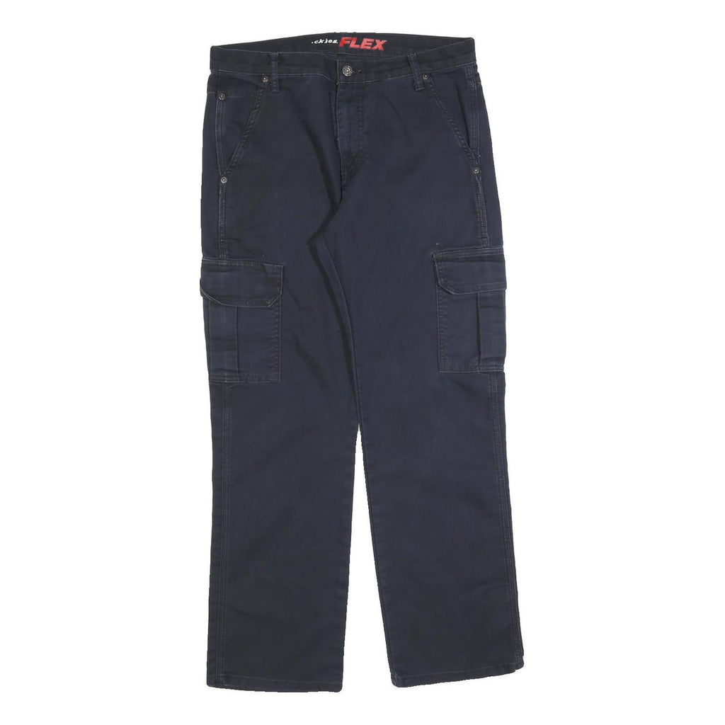 DICKIES Mens Regular Fit Navy Cargo Trousers Cotton Blend W32 L30 Workwear Zip