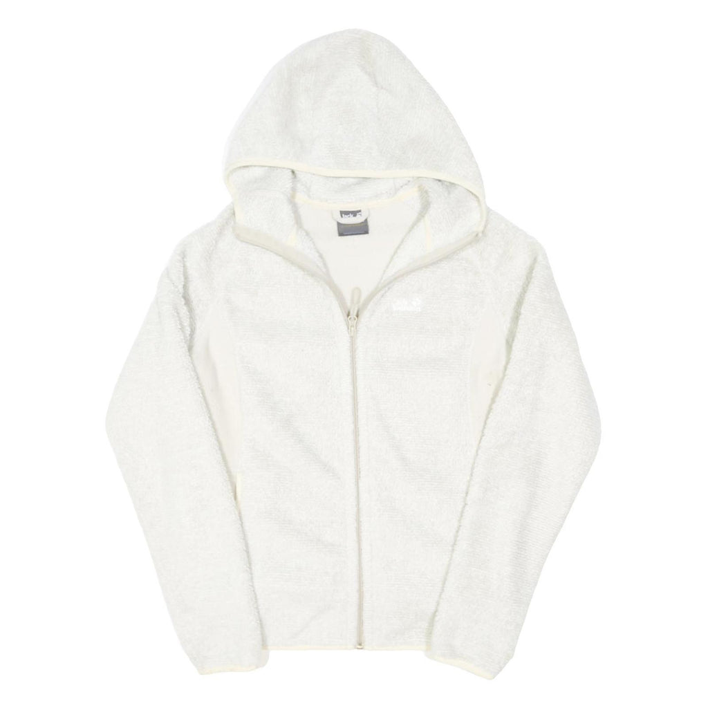 JACK WOLFSKIN Womens White Outdoor Zip Jacket UK 12 Polyester Blend Hooded