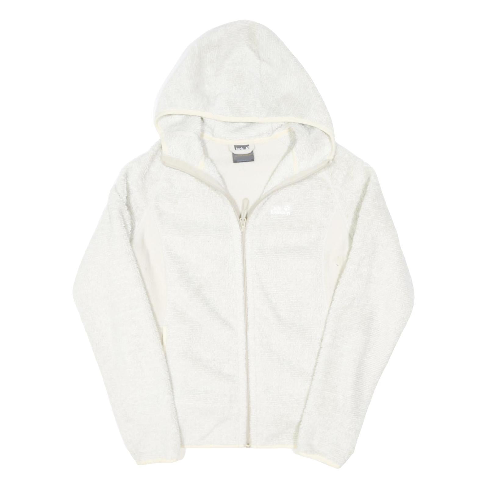 JACK WOLFSKIN Womens White Outdoor Zip Jacket UK 12 Polyester Blend Hooded