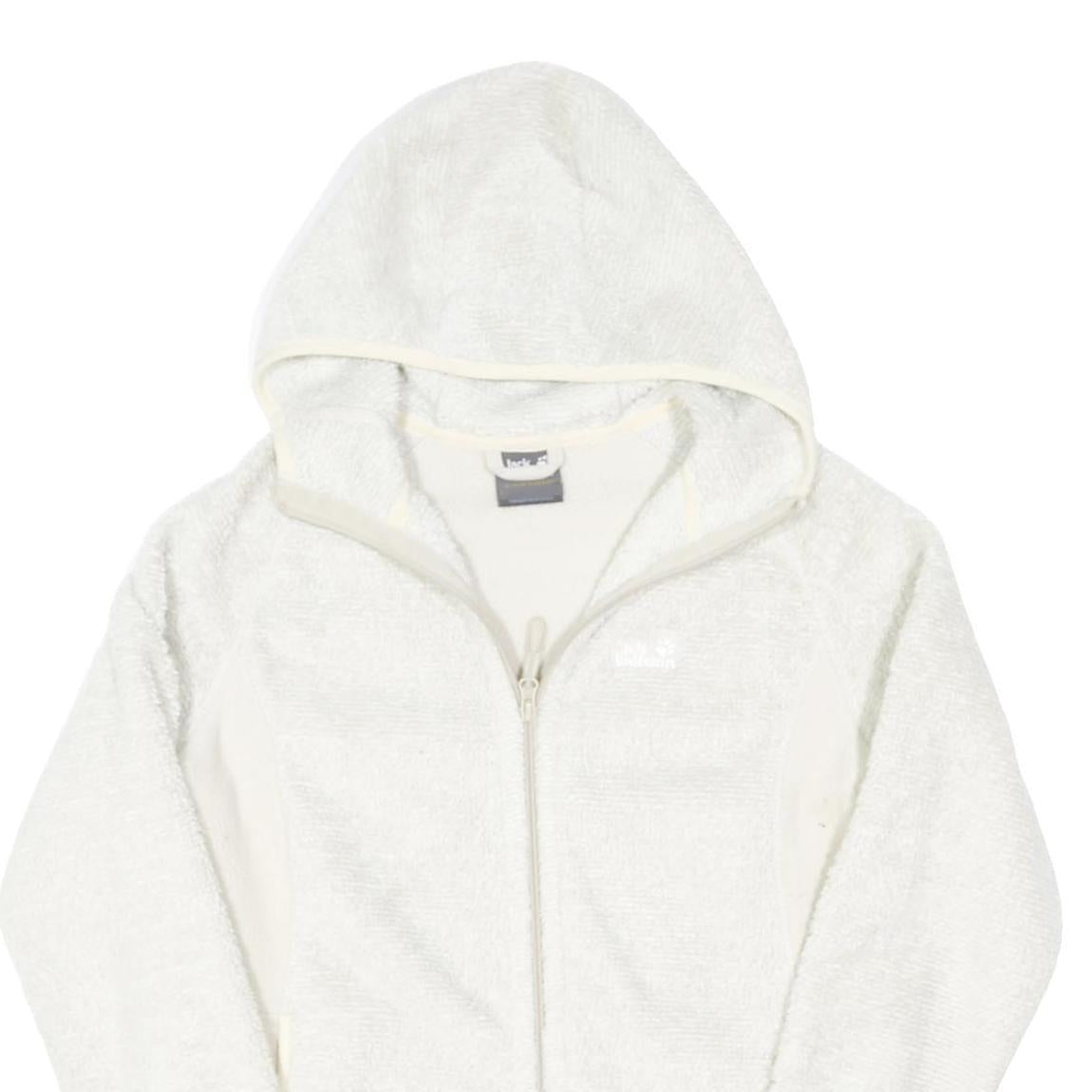 JACK WOLFSKIN Womens White Outdoor Zip Jacket UK 12 Polyester Blend Hooded