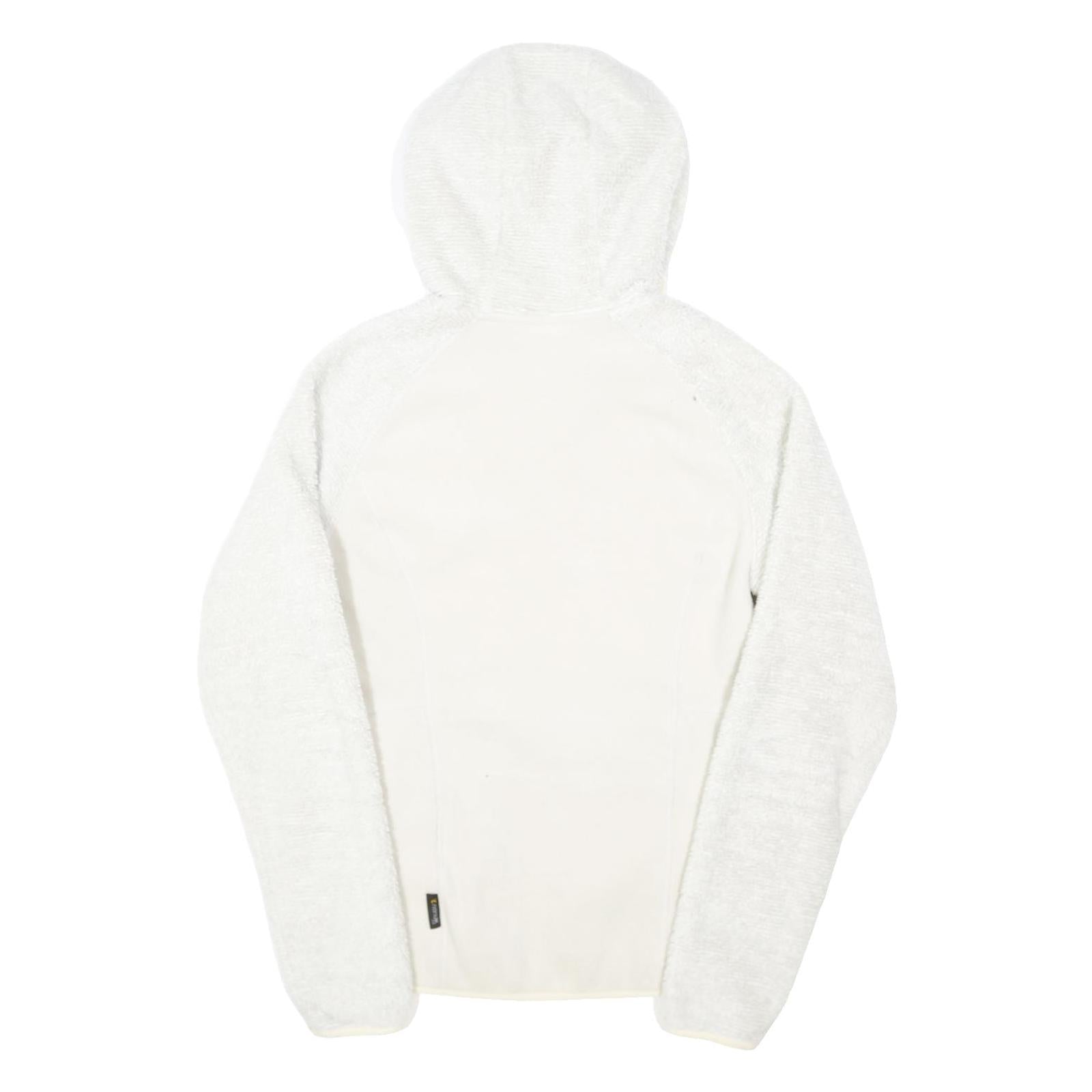 JACK WOLFSKIN Womens White Outdoor Zip Jacket UK 12 Polyester Blend Hooded
