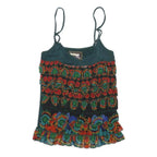 DESIGUAL Womens Green Printed Camisole Sleeveless Scoop Neck Top M Rayon