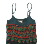 DESIGUAL Womens Green Printed Camisole Sleeveless Scoop Neck Top M Rayon
