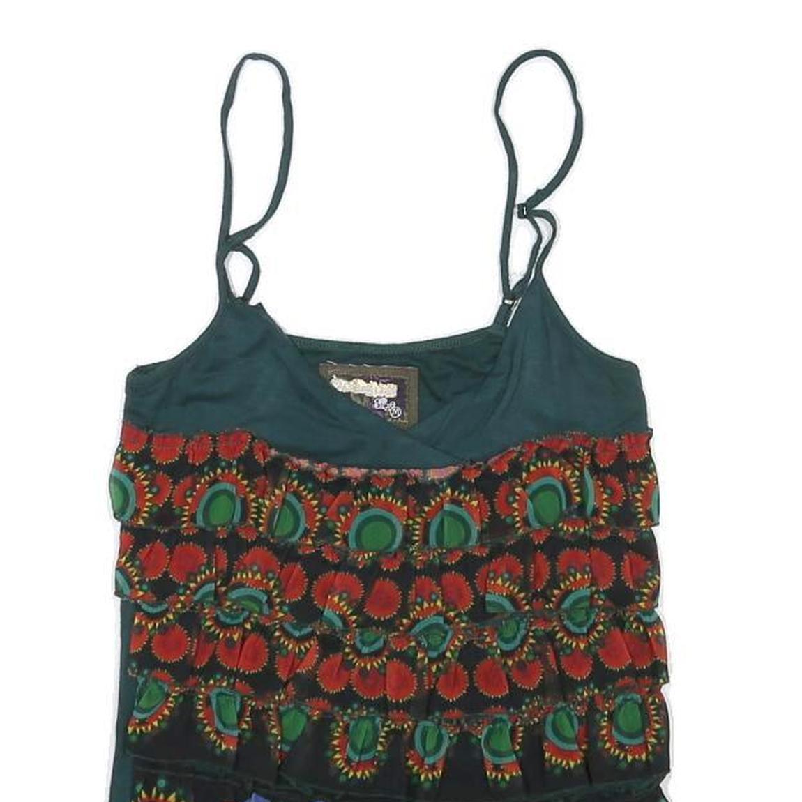 DESIGUAL Womens Green Printed Camisole Sleeveless Scoop Neck Top M Rayon