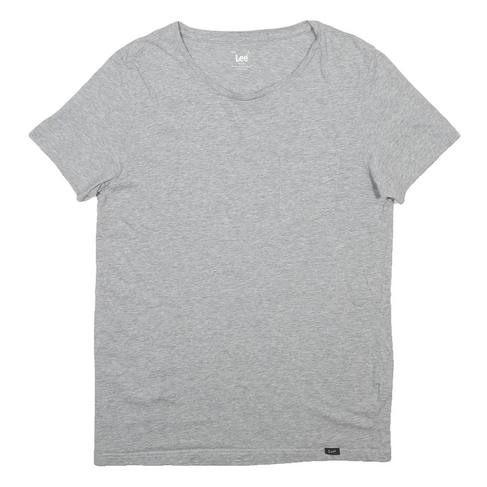 LEE Mens Grey Casual T-Shirt L Short Sleeve Crew Neck Cotton Blend