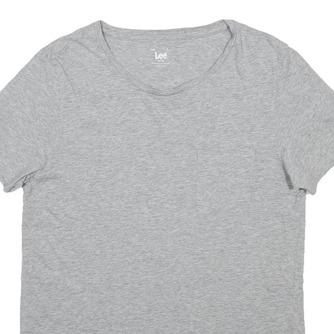LEE Mens Grey Casual T-Shirt L Short Sleeve Crew Neck Cotton Blend