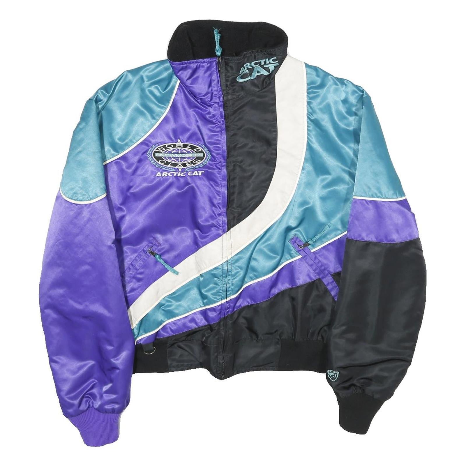 ARCTIC CAT Womens Blue & Purple Nylon Zip Jacket L Satin Sportswear Racing