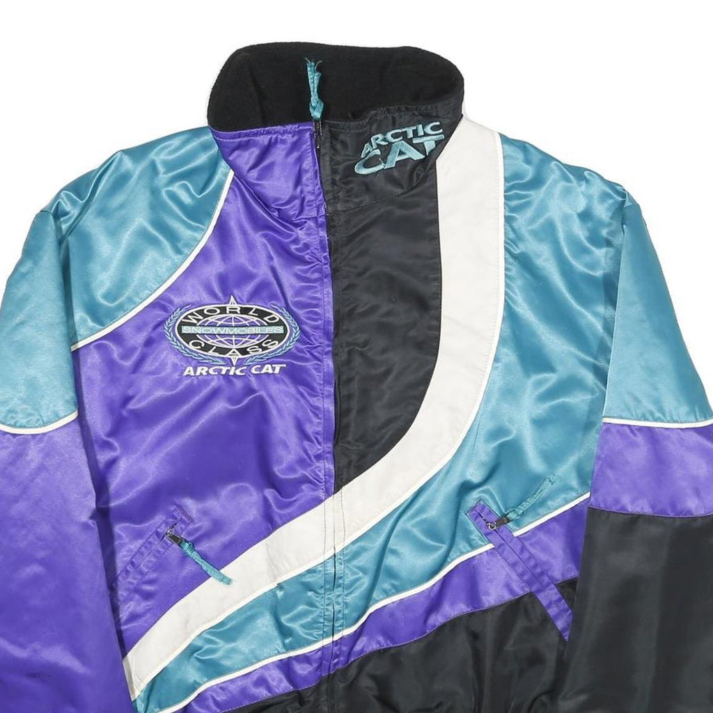 ARCTIC CAT Womens Blue & Purple Nylon Zip Jacket L Satin Sportswear Racing