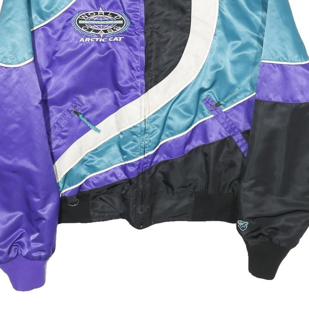 ARCTIC CAT Womens Blue & Purple Nylon Zip Jacket L Satin Sportswear Racing