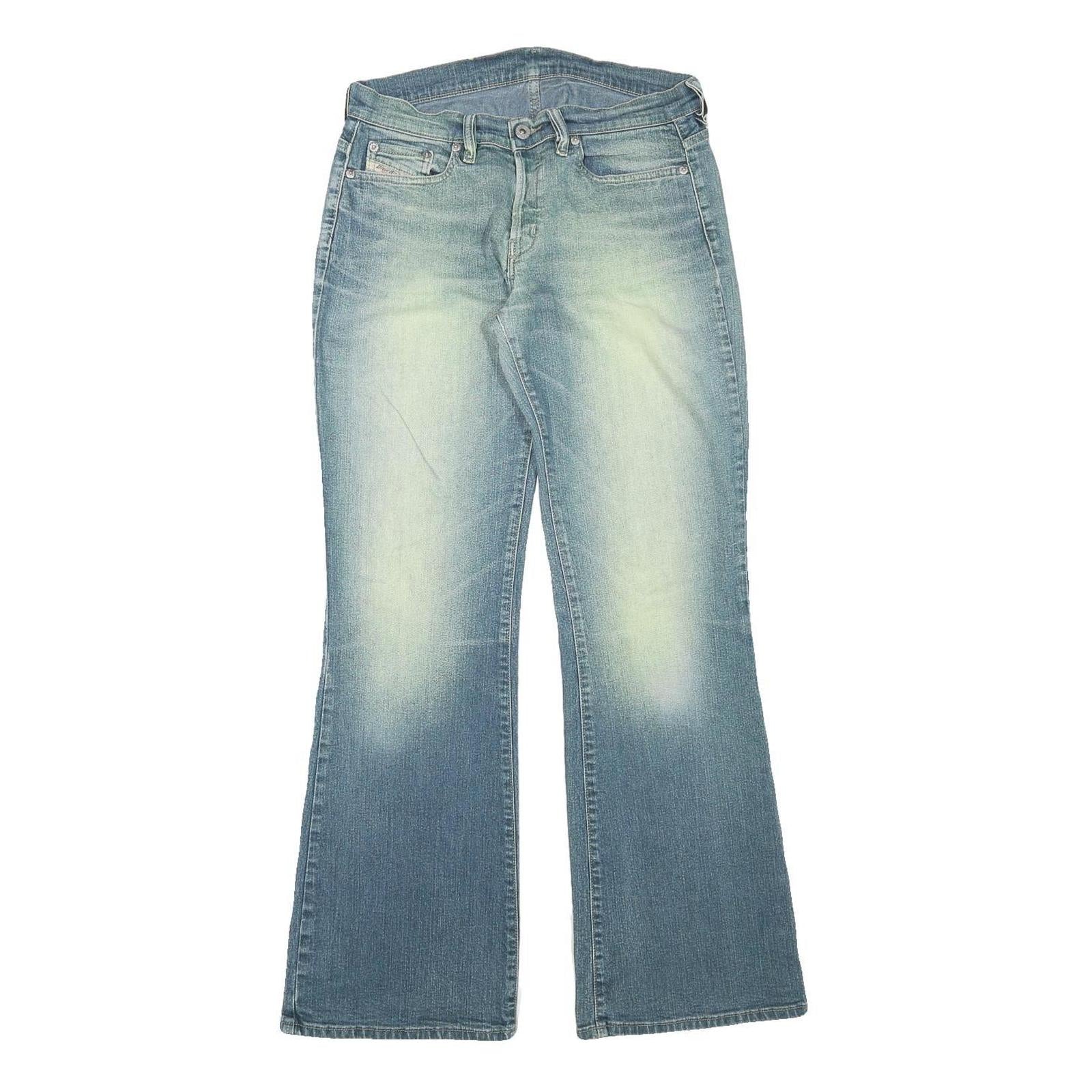 DIESEL Womens Blue Regular Flared Denim Medium W28 L31 Classic Cotton Blend Zip