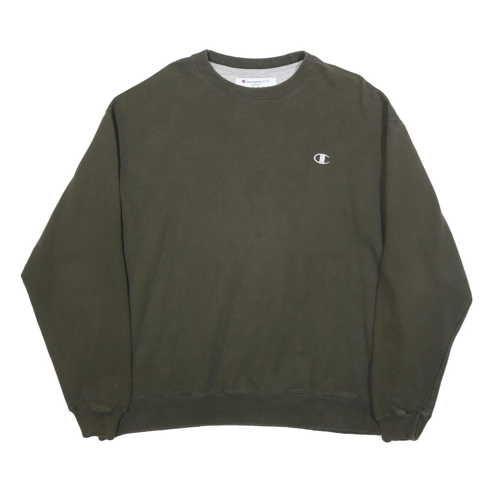 CHAMPION Mens Green Crew Neck 2XL Sweatshirt Cotton Blend Casual Pullover