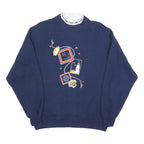 GOPHER Womens Navy Sweatshirts Crew Neck L Nautical Embroidered Cotton Blend
