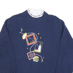 GOPHER Womens Navy Sweatshirts Crew Neck L Nautical Embroidered Cotton Blend