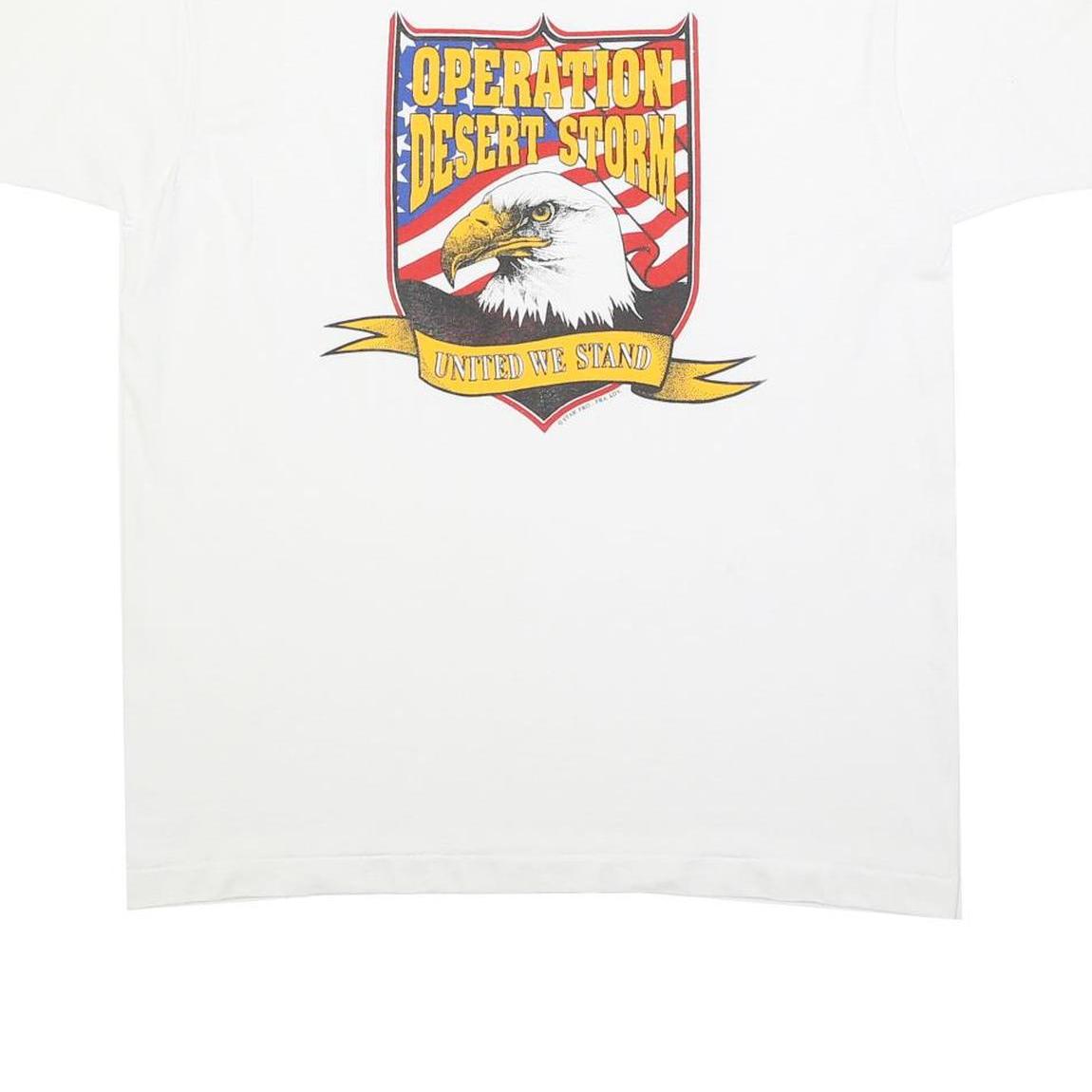 SCREEN STARS BEST Mens White Operation Desert Storm Graphic T-Shirt XL Short