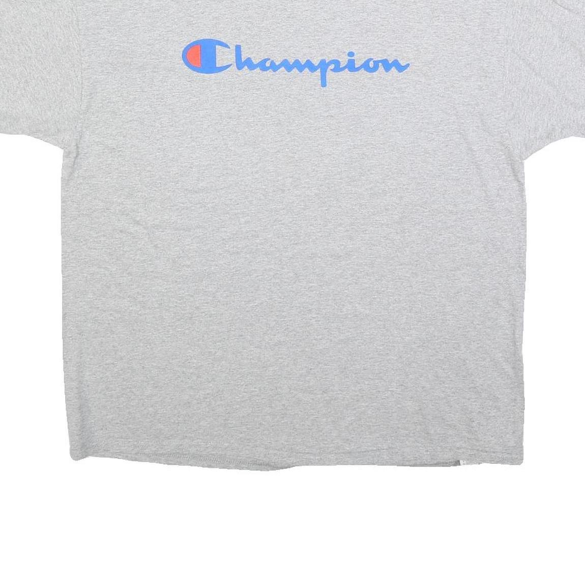 CHAMPION Mens Grey Cotton Blend T-Shirt XL Short Sleeve Crew Neck Classic Logo
