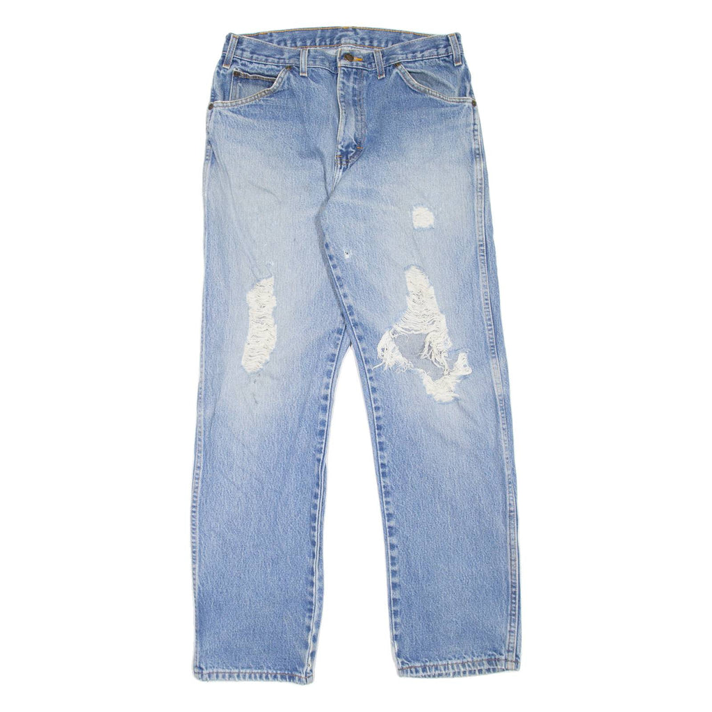 DICKIES Distressed Workwear Mens Jeans Blue Regular Straight Stone Wash W33 L32