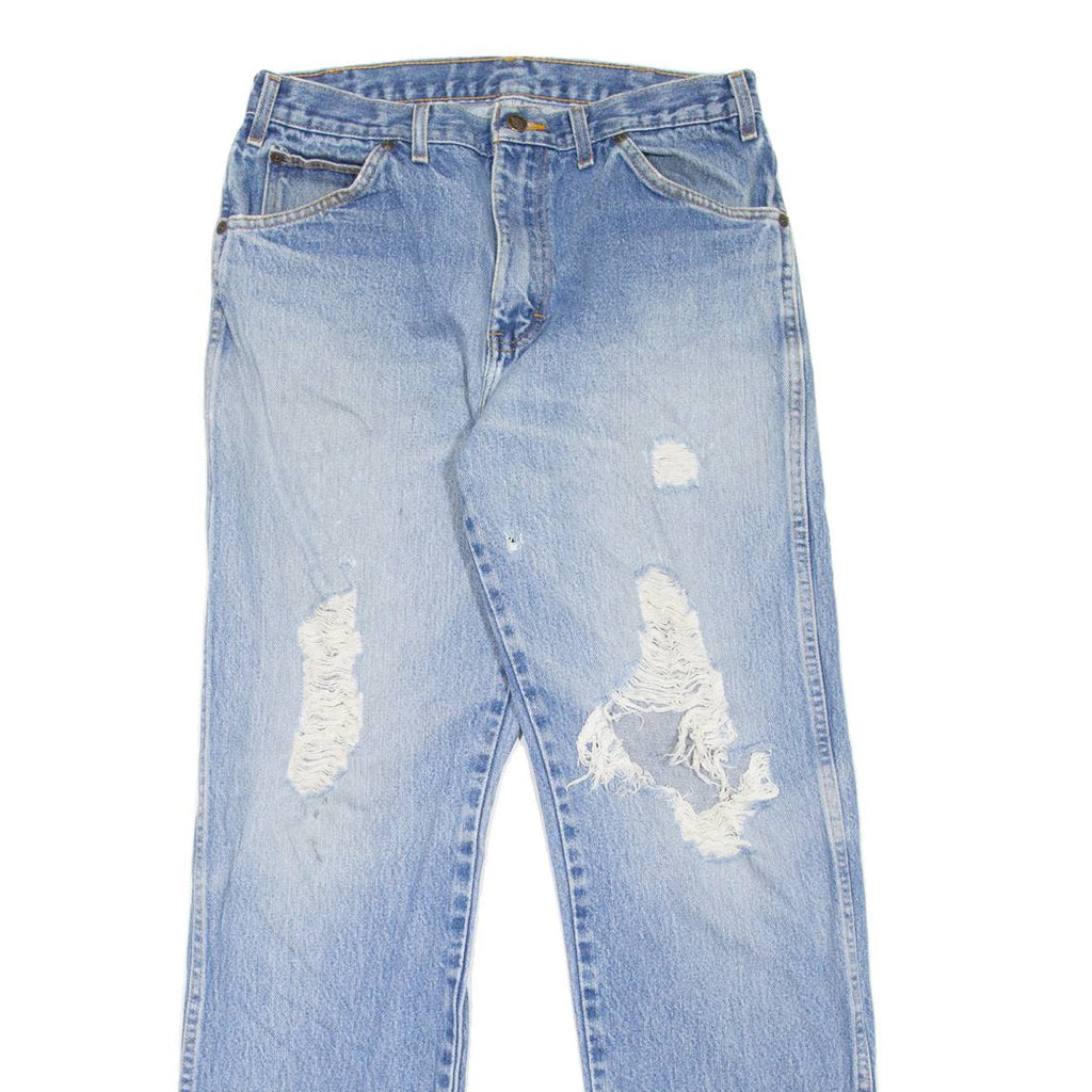 DICKIES Distressed Workwear Mens Jeans Blue Regular Straight Stone Wash W33 L32