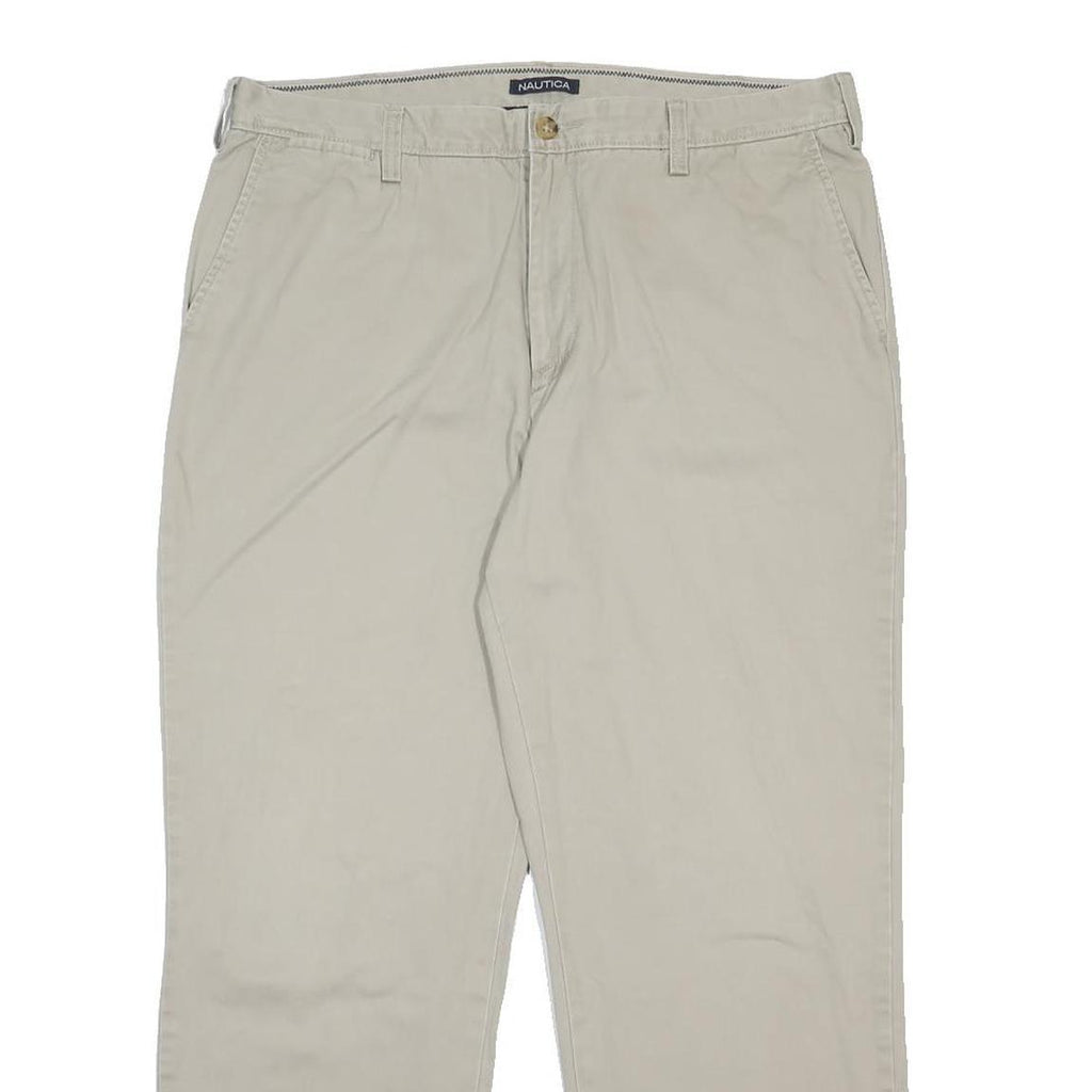 NAUTICA Mens Cotton Beige Relaxed Straight Trousers W38 L30 Casual Zip Closure