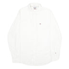 TOMMY JEANS Mens White Plain S Cotton Blend Shirt Classic Fit