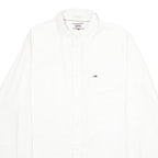TOMMY JEANS Mens White Plain S Cotton Blend Shirt Classic Fit